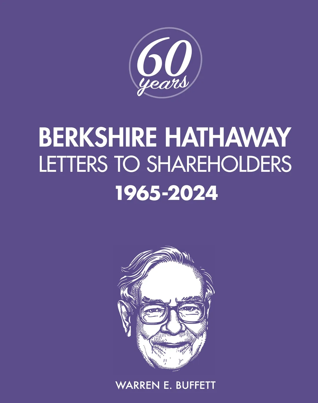The front cover: Berkshire Hathaway Letters to Shareholders, 1965–2024, with an engraved portrait of Warren Buffett